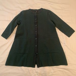 COS green long waffle cardigan